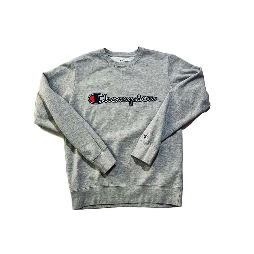 Champion Authentic Athleticwear Grey Script Logo Embroidered Sweatshirt Size S